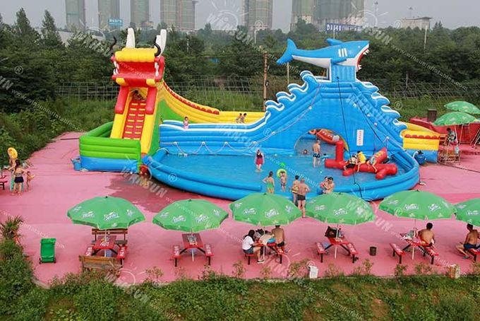 stile gonfiabile del drago e dello squalo del parco di divertimenti dell'acqua dei bambini del PVC di 0.9mm